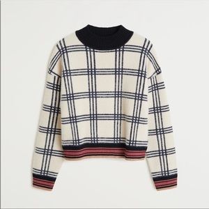 MANGO High Neck Checkered Sweater